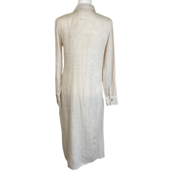 Sim & Sam Linen Blend Midi Dress Twist Button Front Neutral Color Sz S NWT - Picture 10 of 16